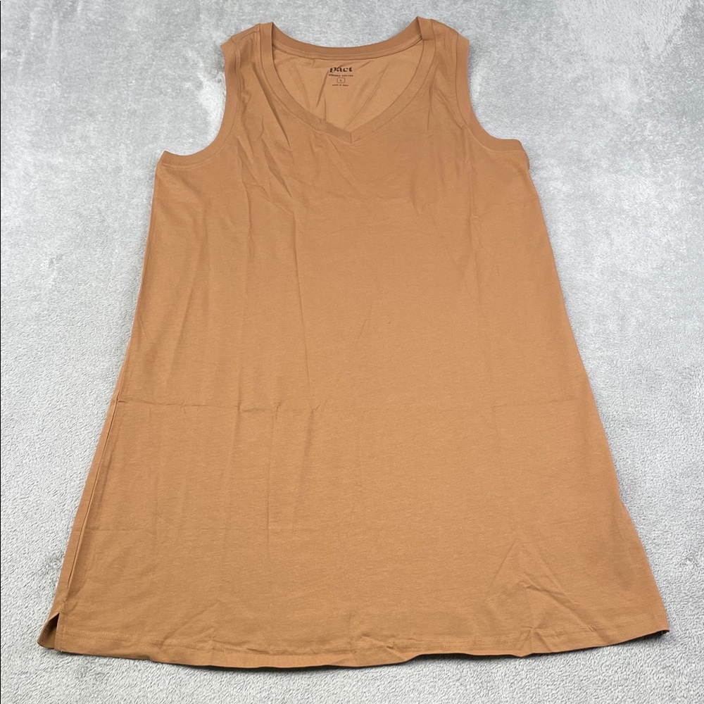 NEW PACT L 100% Organic Cotton Brown Sugar Softspun A Line Tank Dress